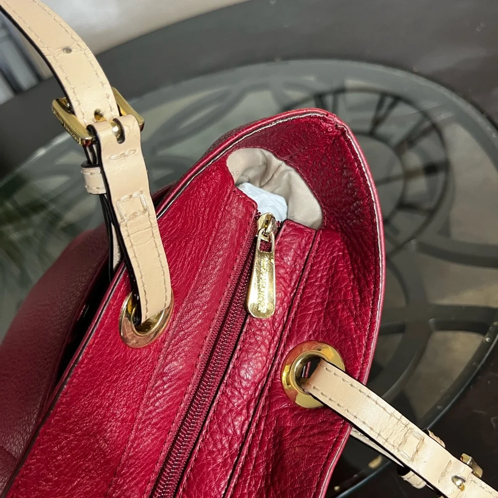 MICHAEL Michael Kors Bedford Red Pebbled Leather Pocket Tote